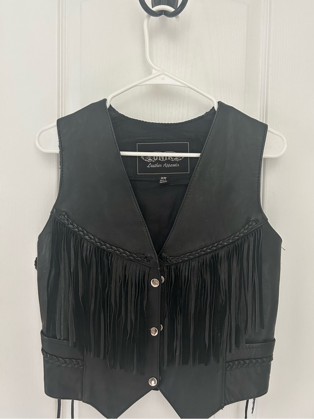 Unik Black Leather Fringe Vest